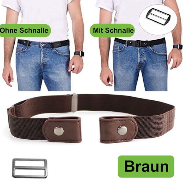 2-pack spännlöst elastiskt bälte för kvinnor och män, bekvämt justerbart osynligt stretchbälte för jeans, shorts och byxor