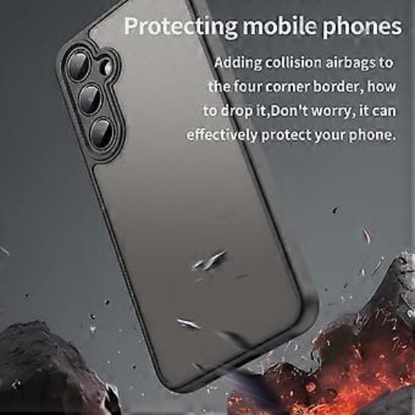 För Samsung Galaxy A55 5G Mobilskal Fallskydd Luftkuddar Frostat Genomskinligt PC+TPU Baksida Black