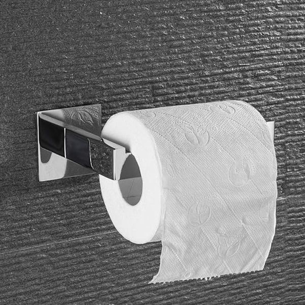HomeT Toalettpapirholder med selvklebende rustfritt toalettpapir
