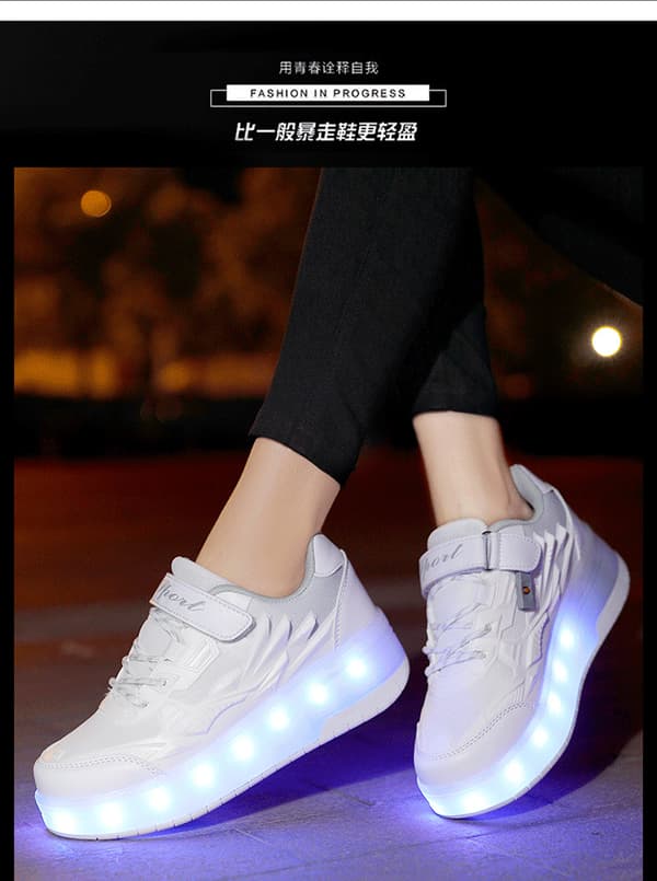 Barnesko Dobbelthjul Sko Led Lys Sko Q7-yky.39.Hvit White 39