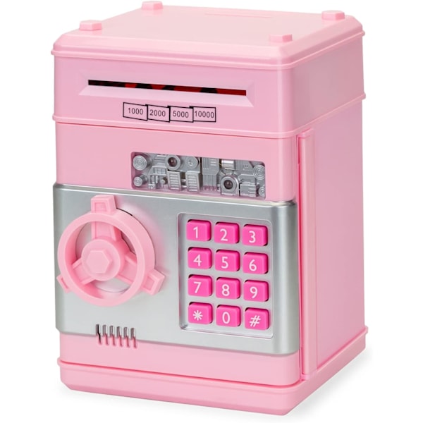 Spargris Kontantmyntburk (Rosa) ATM Bank Elektronisk Mynt Spargris Ba