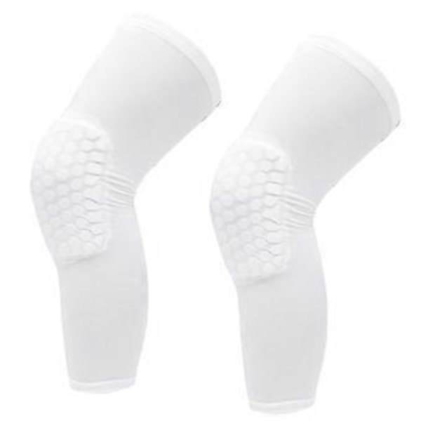 2 st knäskydd, unisex, förlängt honeycomb anti-kollisions kompressions knäskydd, basket vit L