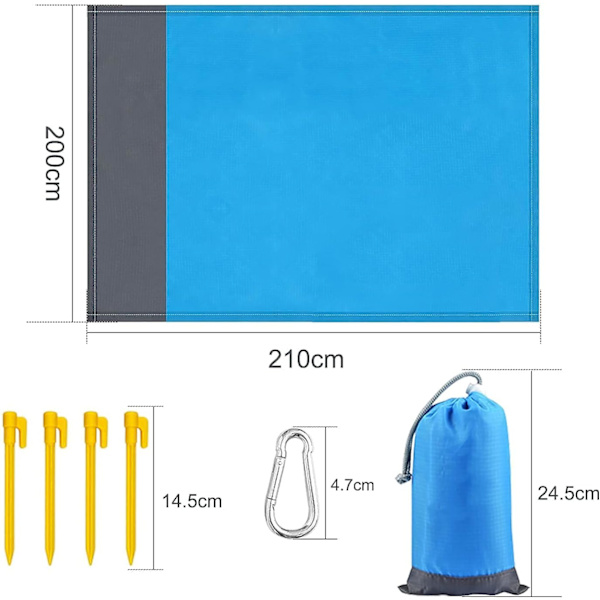 Taitettava rantamatto 210*200cm, kevyt, kannettava ja vedenpitävä