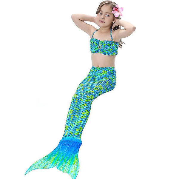 Barn Flickor Mermaid Tail Bikiniset Set Baddräkt Simdräkt -allin.8-9 år.Grön