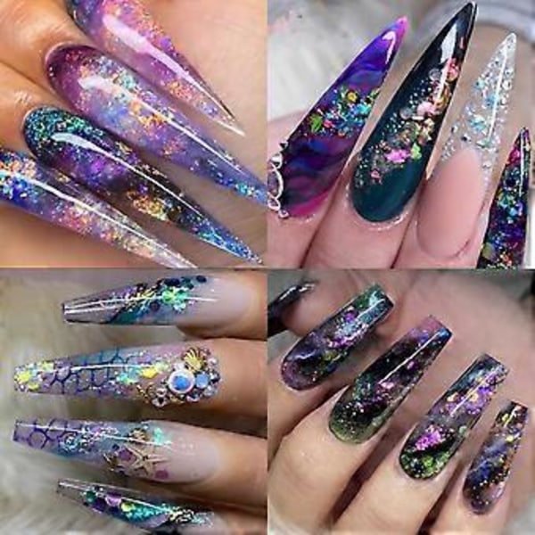 Nagelglitter Reflekterande Flakes Sparkles Reflekterande Färgglada Paljetter Nagellack Manikyr Nagelkonst Dekorationer för Kvinnor 05 5