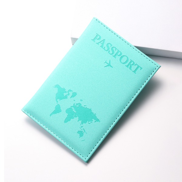 Sjöblå, PU matt karta passväska, passhållare, pass sid