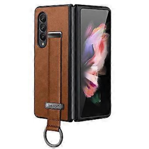 PC+Lädertextur Skal För Samsung Galaxy Z Fold3 5G Brown