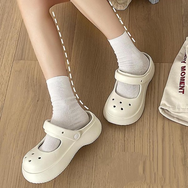 Dame, Jenter Mary Jane Plattform Sandaler Slippers.37.hvit White 37