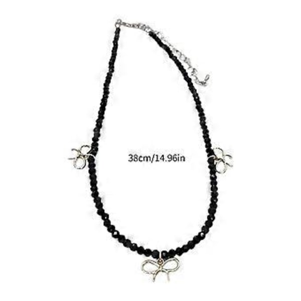 Elegant Bowknot Charm Halskæde Mode Krystal Perlebesat Choker Halskæde Simpel Krave Halskæde Kravebenskæde Smykker Pink Pink