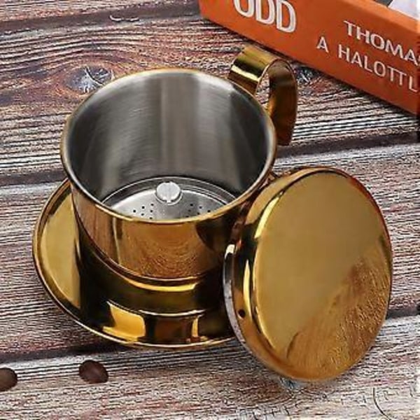 Kaffebryggare i rostfritt stål för hem, kök, kontor, utomhusbruk, Guld