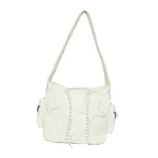 Axelväska för Kvinnor Corduroy Crossbody Väska Stilren Påse Portabel Handväska Satchel (Vit) White