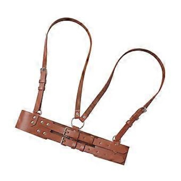 Læder Western Style Bred Talje Underbust Waspie Korset (Brun) Brown
