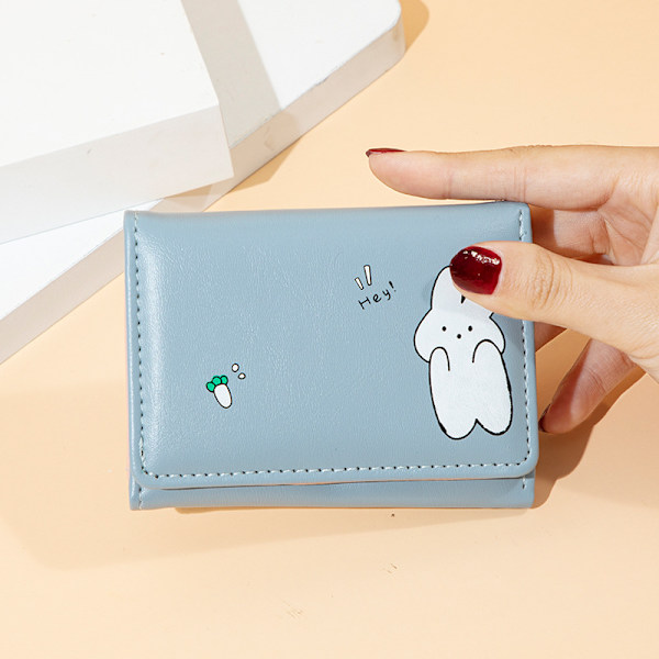 Tri-fold Snap Wallet Dame Kort Studerende Multi Kort Kortholderpung - Lyseblå