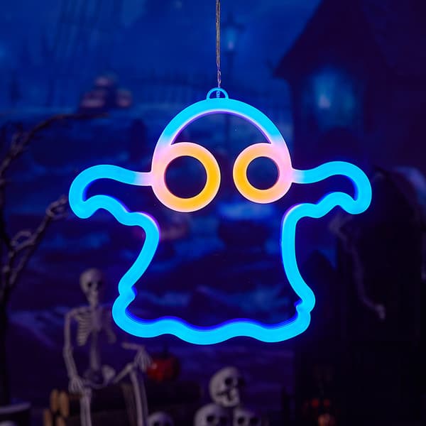 Halloween Spøkelse Neon LED Lysdekorasjon - Blå + Varm Blue + Warm