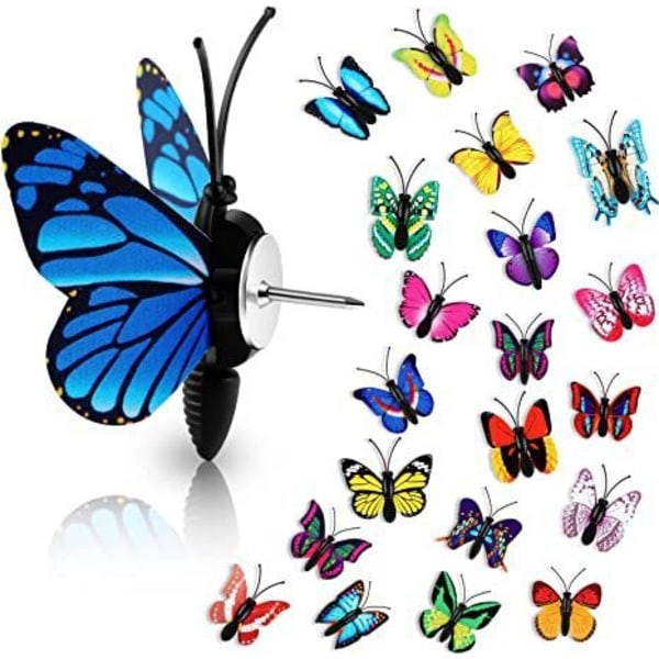 30 (tilfældig stil) Farverige søde sommerfugle skubbestifter til vægkork