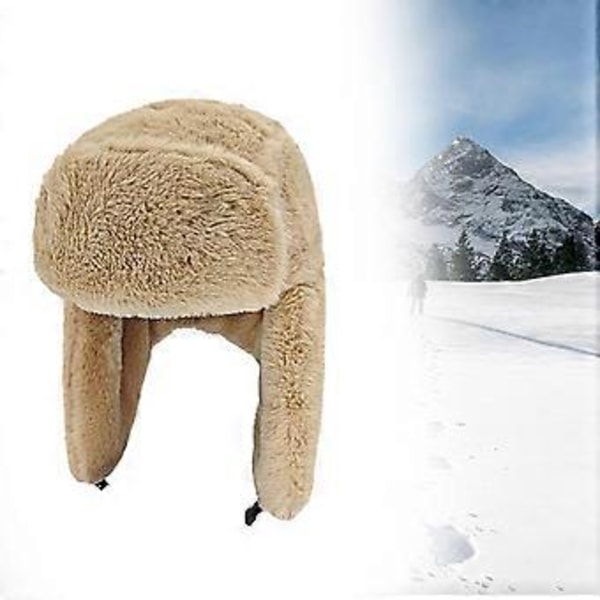 Vinter Trapper Hattar Vinter Lei Feng Hatt med Öronlappar Ski Termisk Hatt Förtjockad Snö Vinter Varm Hatt Vinterhattar för Män Ski(Khaki)