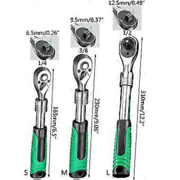 Räikkäavaimet 1/4\" 3/8\" 1/2\" Mini Pikakiinnityshylsytyökalu Kotitalouskahva Korjaustyökalu Auton jakoavaimet 12,5 mm 12.5mm