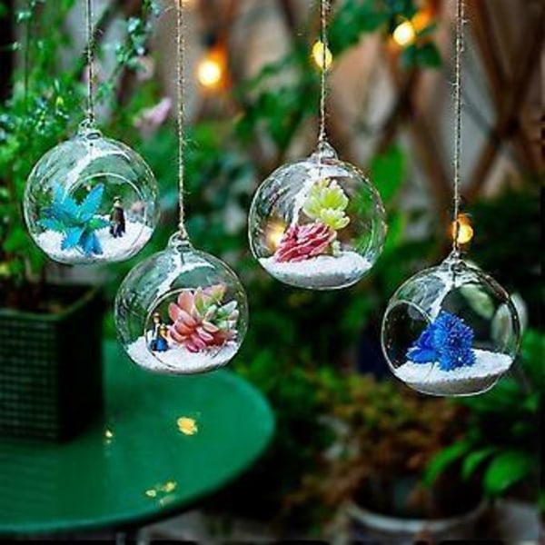 Hengende Glass Terrarium Globe Telys Lysestake Sukkulenter Vase Henger for Hjem Bryllupsfest Innendørs Utendørs Dekor 6CM 6CM