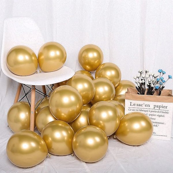 Guldballonger, 50-pack Metalliska Guldballonger 12\" Kromguld Ballon