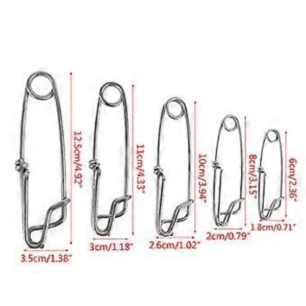 5 kpl/pakkaus pitkäsiimaleikareita ruostumattomasta teräksestä Snap Swivel Longline Branch Hanger Tonnikalan kalastusliittimet M