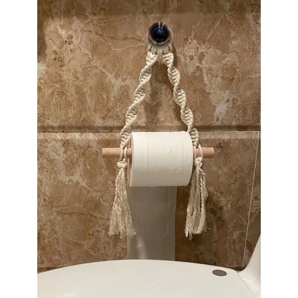 WC-paperiteline, Kutomattu Makramee WC-paperiteline Vessaan