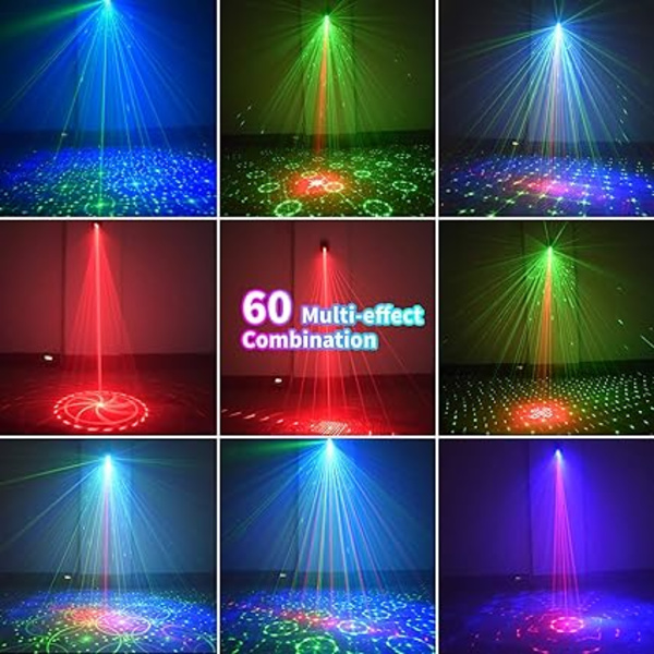DJ Disco Stage Party Lights, LED Lydstimuleret Laserlys RGB