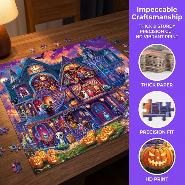 Vuxna pussel: 1 000-bitars pusselset – perfekt för pusselentusiaster, Halloween-tema pussel