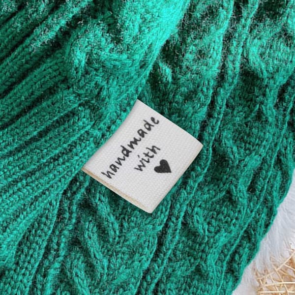 Beige - 100 stk stoffmerker Håndlagde klesmerker Tekstil