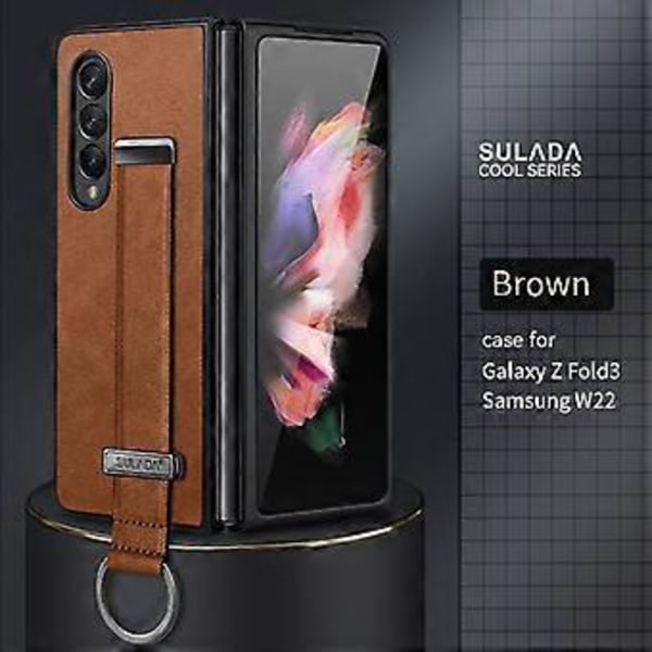 PC+Lädertextur Skal För Samsung Galaxy Z Fold3 5G Brown