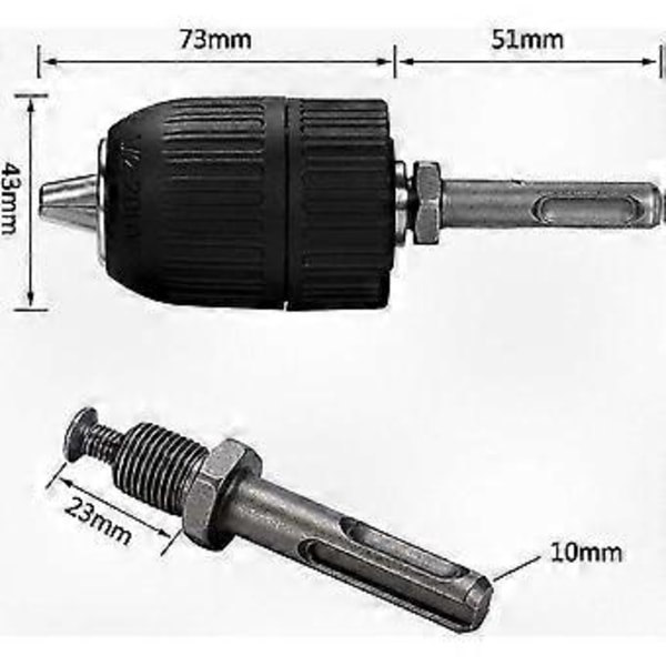 2-13mm Avaimeton poraistukka, pikavaihtoistukkasovitin, tehokas irrotettava avaimeton muuntotyökalu