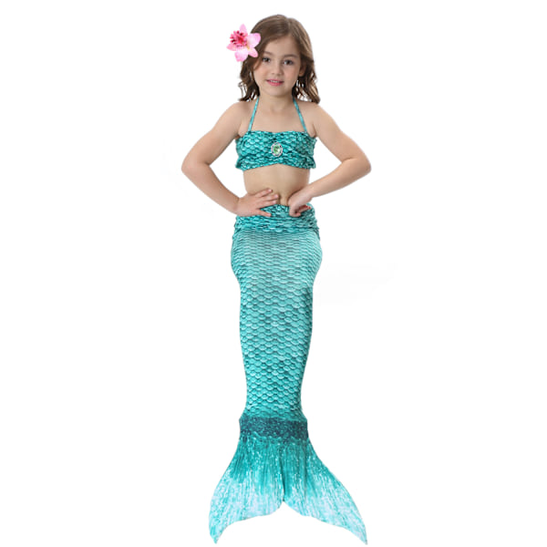 Børne- og pigers smukke fiskehale bikini sæt badedragt - 4-5 år, mørkegrøn Dark green 4-5years