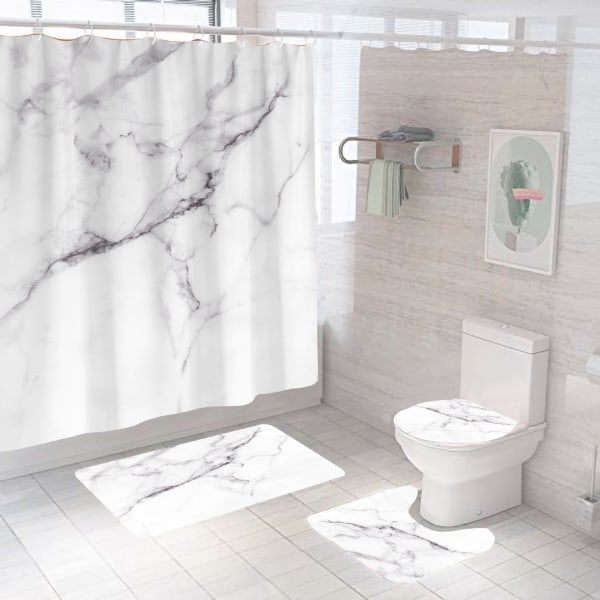 Duschdraperi med loopväv, marmor, vattentät, tvättbar
