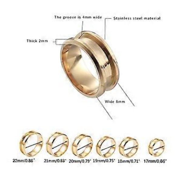 Sæt med 6 Rillede Fingerringe Moderne Tomme Ringe DIY Ringe Materiale Rustfrit Stål Materiale Egnet til DIY Ringe Black