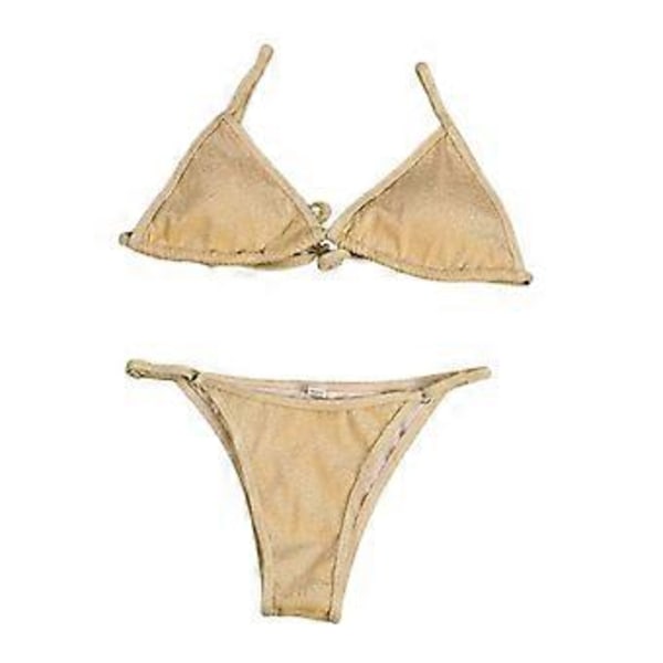 Dame Badedrakt Push Up BH Bikini Sett Strandklær (Gull L) Gold L