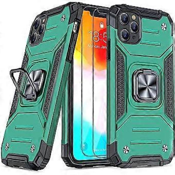 Erittäin ohut pehmeä pehmusteinen suojus iPhone 11promaxille, kestävä suoja ja rengastuki, vihreä