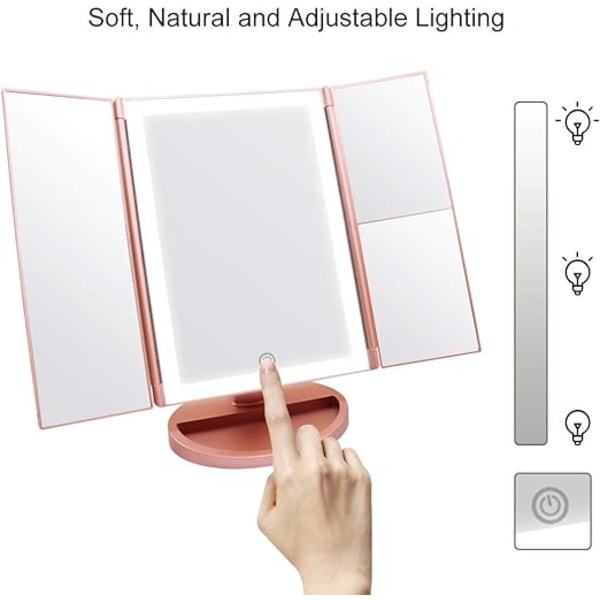 Valaistu meikkipeili, 1x/2x/3x suurennus 36 LED Touch S:llä