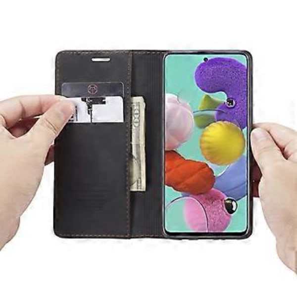 Multifunktionellt horisontellt flip-läderfodral för Galaxy A51 Black