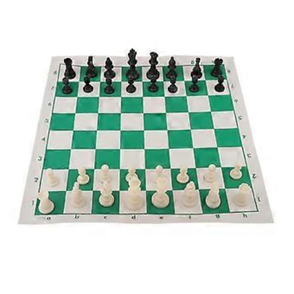 Vikbar Rese Schackuppsättning Rullbar Brädspel 38x8 cm för Barn Hemma()