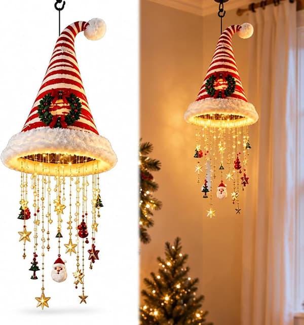 Julehat-lys, dekorativ hat-formet lysekrone, dekorative julelys, stil C C