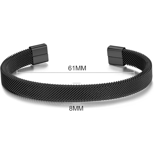 Svart manschettarmband i stålmesh för män