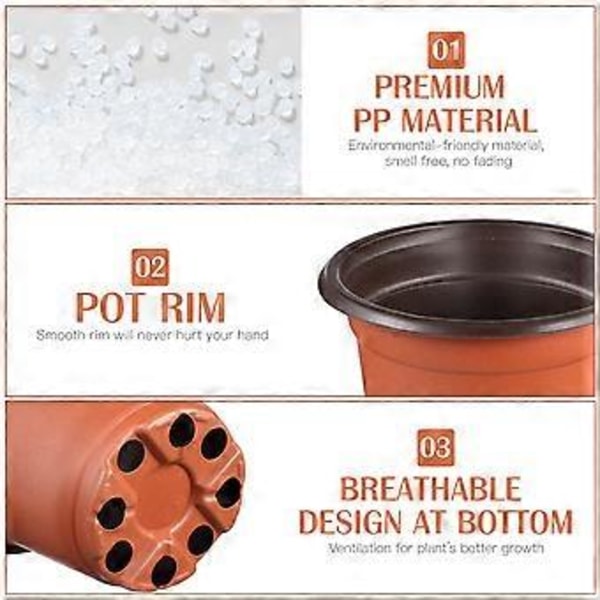 100 stk. Plast Blomsterpotter Blomsterplanteholdere Enkle Blomsterpotter Hageplantepotter