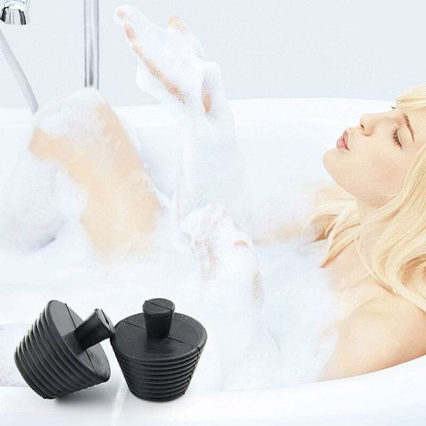 -Sett med 4 universelle silikon baderom vaskeslukpropper (2 svarte a