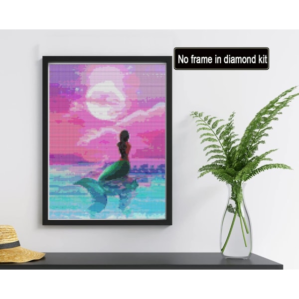 5D Diamantmålning Fisk (30x40cm) av rosa hav, DIY Diamantmålning