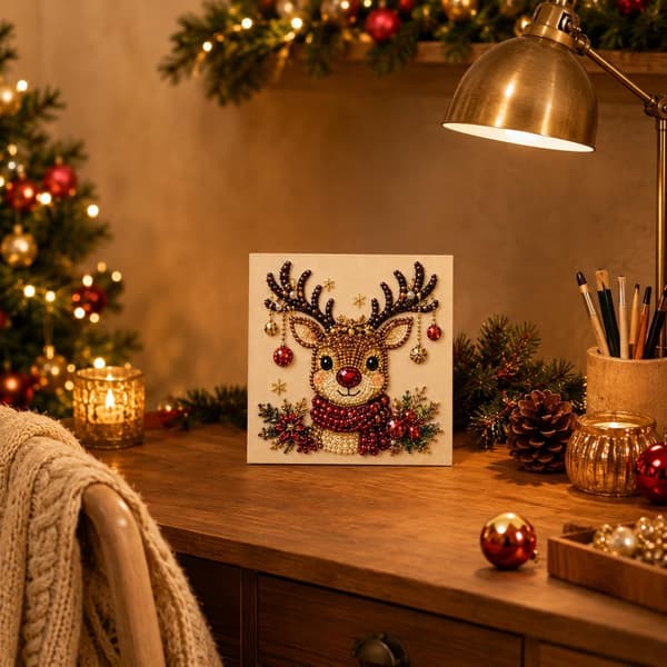 Juleperle- og diamantmalingssett, DIY-perlekunstsett for voksne—Rangifertarandus Rangifertarandus