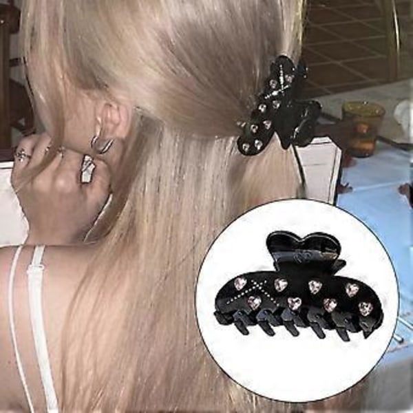 Fairy Heart Hårklemme Strass Hjerte Hårnål Sød Pandehårsklemme Hårnål Strass Hovedbeklædning til Kvinder Piger Damer Beige Beige