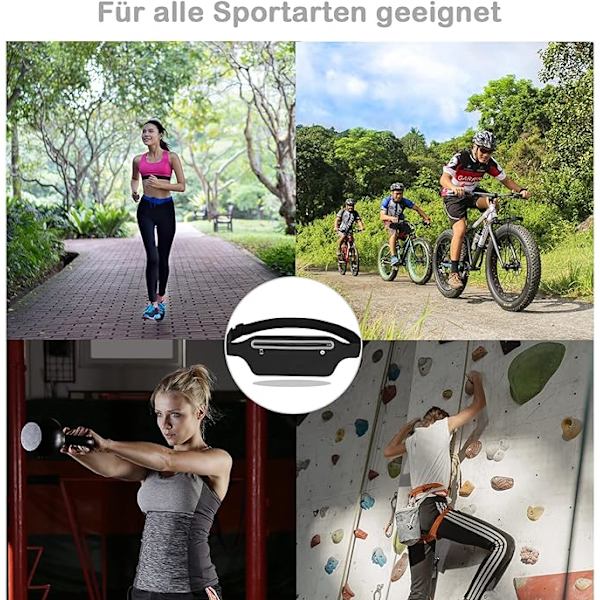 Unisex version - Vuxen bananväska, svart, utomhus sport midjeväska
