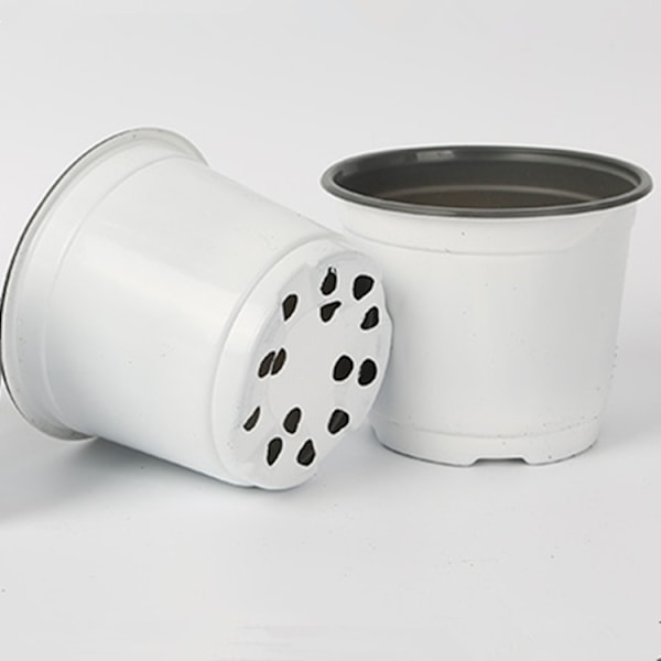 Vita - 25 plastblomkrukor, lätta vita fröstartkrukor