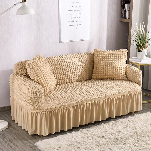 Skørtestil - monokrom beige, elastisk 1-delt sæt med plisseret