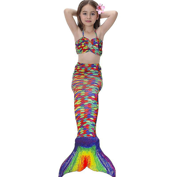 Børn Piger Mermaid Tail Bikini Sæt Badetøj Badedragt Svømmekostume -allin.4-5 Years.Multi