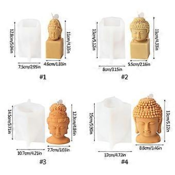 Avalokitesvara Buddha Hoved Silikoneform Aromaterapi Lys Gips DIY Epoxy Resin Støbeform Skrivebordsdekorationer 4